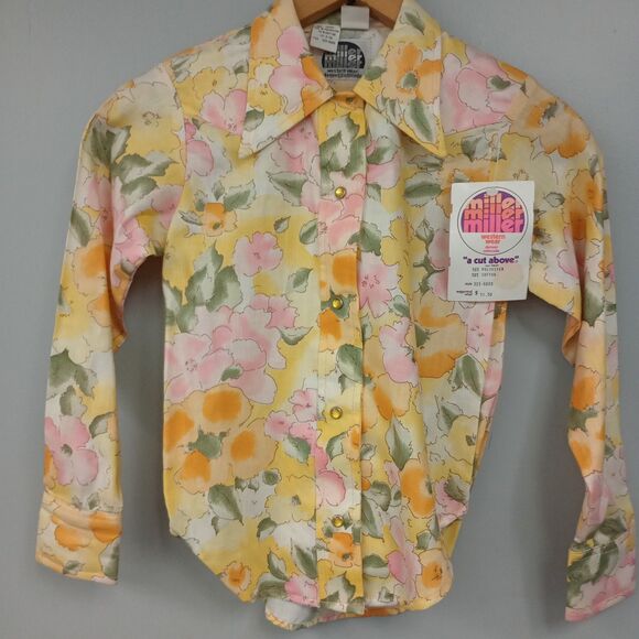 Vintage Girls L/S Miller Western Wear Floral Size 6 Pearl Snap NWT WPL 10649. - Picture 3 of 8